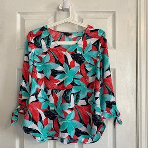 Talbots Petites Tropical Floral Print Top